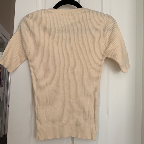 LC Lauren Conrad Ribbed V-neck shirt in cream. Size small. Worn once! - Picture 2 of 2